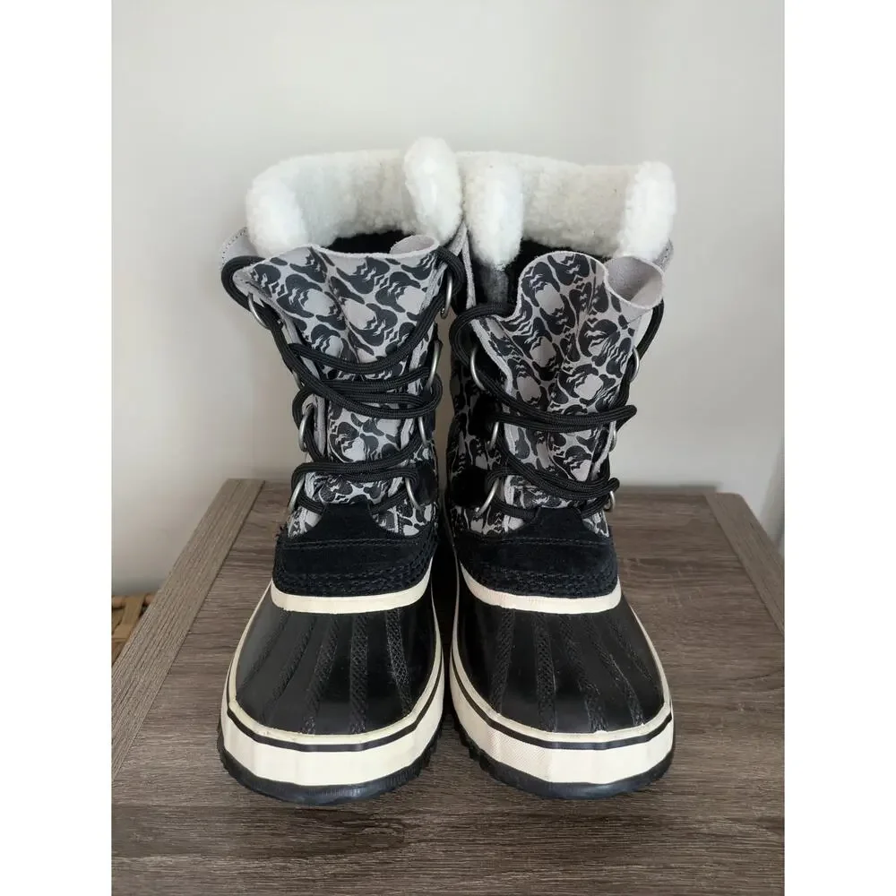 Sorel JEE High Winter Boots Womens 6 Black-White Thermal Workwear Waterproof